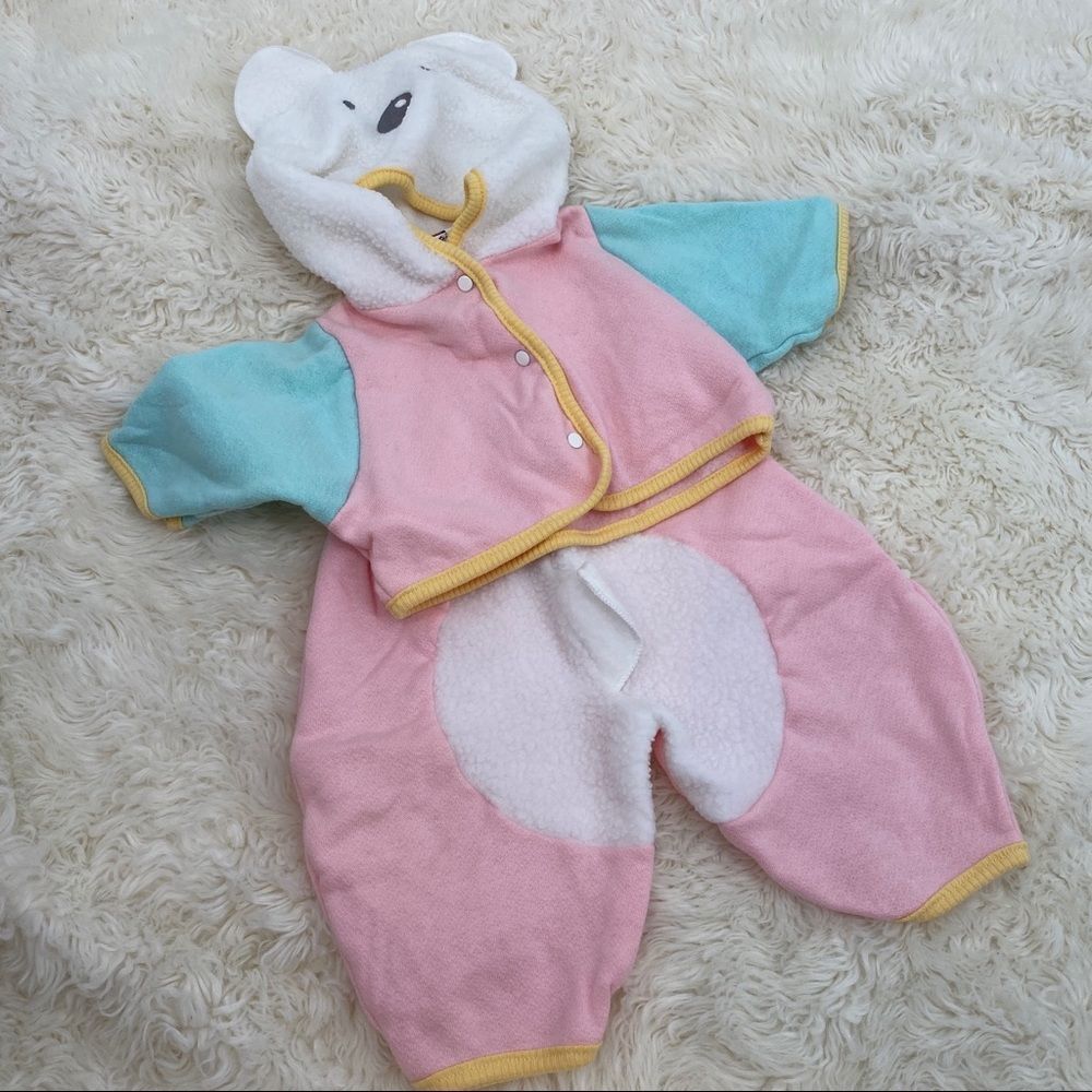 Carters vintage retro baby outfit bear animal 2 piece ear on hood tail on bottom